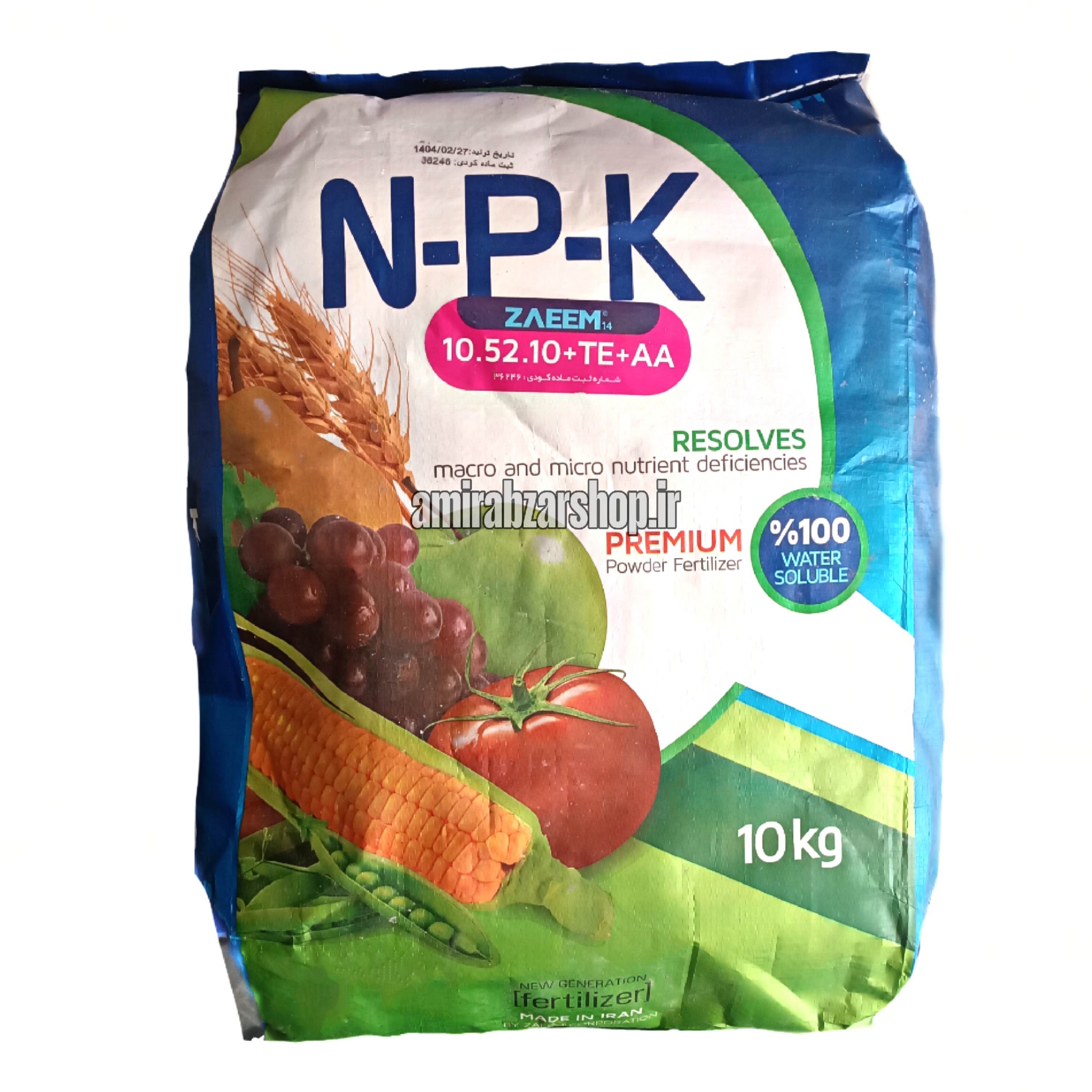 کود زعیم N-P-K 12-12-36 ده کیلویی